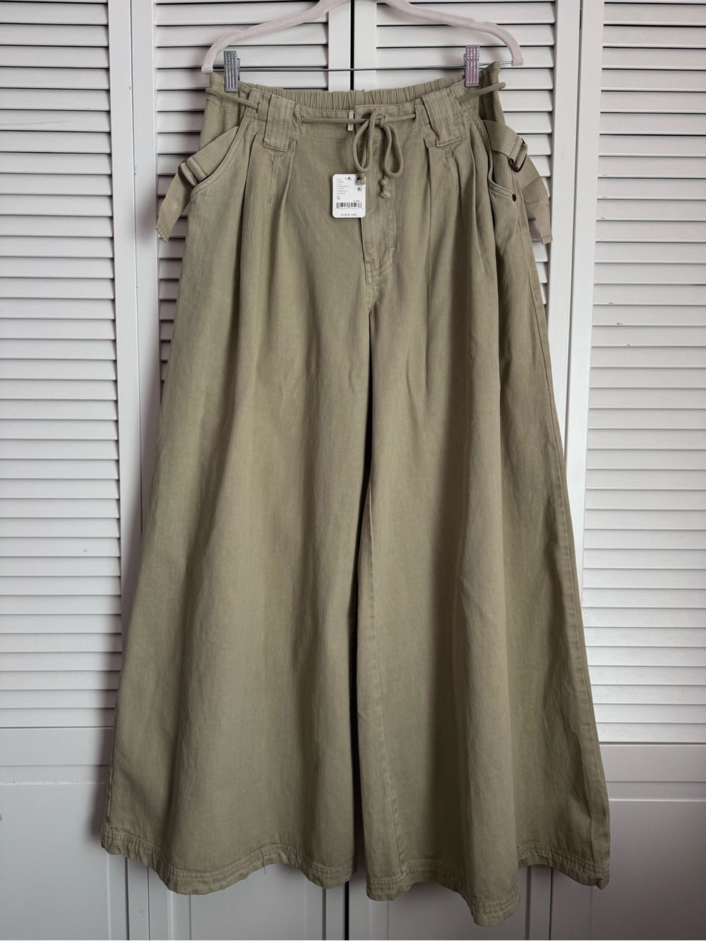 Free People Julien Wide Leg Chino Pants Trouser Chinchilla Streetwear Medium NWT